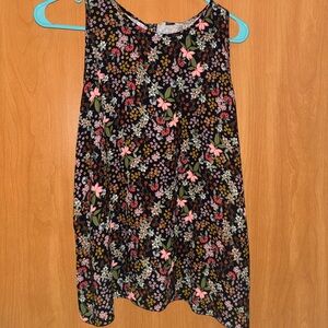 Floral Sleeveless Top - Black and Pink